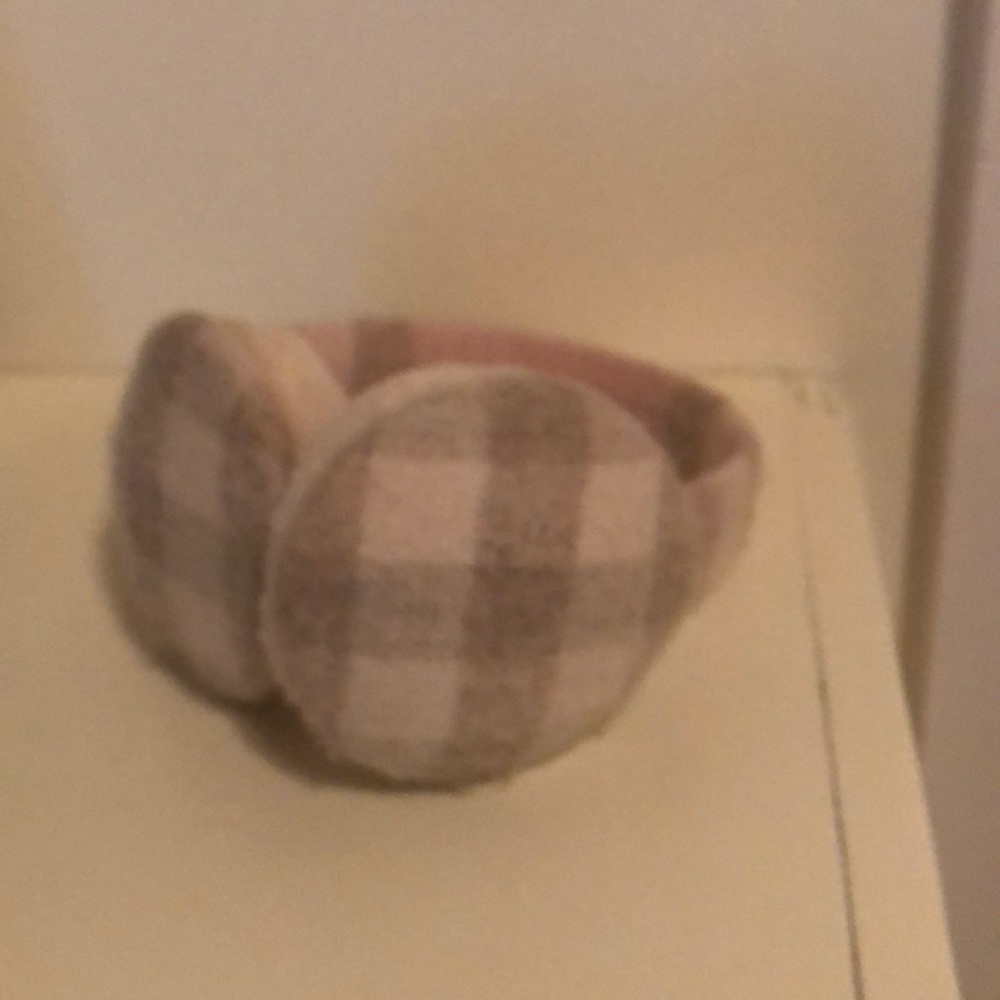Light pink and grey Burberry earmuffs
